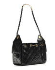 Shiny Crumpled Quilted Mini CHNL 25 Handbag Black