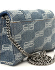 Denim BB Monogram Hourglass Chain Bag Blue