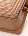 Caviar Quilted Small Top Handle Boy Flap Beige