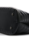 Calfskin Y Quilted Monogram Monochrome Large Loulou Chain Satchel Black
