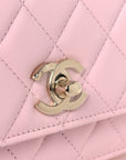 Lambskin Quilted Trendy Chain CC Wallet On Chain WOC Light Pink