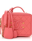 Caviar Quilted Small CC Filigree Vanity Case Coral