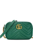 Calfskin Matelasse Small GG Marmont Chain Shoulder Bag Emerald Green