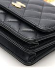 Lambskin Quilted CC Pearl Enamel Clutch on Chain WOC Black