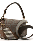 Wool Vitello King Houndstooth FF Embroidered Baguette Beige Moro