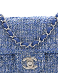 Tweed Quilted Mini Rectangular Flap Blue White