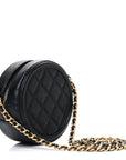 Caviar Quilted Round Filigree Crossbody Black