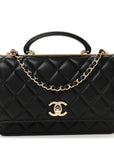 Lambskin Quilted Top Handle Trendy CC Wallet On Chain WOC Black