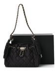 Denim Quilted Mini CHNL 25 Handbag Dark Blue