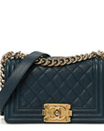 Caviar Quilted Small Boy Flap Blue