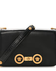 Calfskin Medallion Tribute Shoulder Bag Black