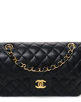 Lambskin Quilted Small Double Flap Black