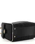 Braided Raffia Calfskin Small CHNL 25 Handbag Black White