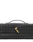 Nappa Intrecciato Long Andiamo Top Handle Clutch Black