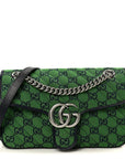 Monogram Multicolor Matelasse Diagonal Small GG Marmont Shoulder Bag Green Blue