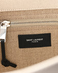 Linen Calfskin Small Rive Gauche Tote Greggio Natural