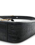 Calfskin Crocodile Embossed LE 5 A 7 Hobo Black