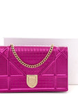 Metallic Patent Micro-Cannage D1ORama Wallet on Chain Pouch Pink