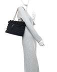 Shearling Y Quilted Monogram Medium Loulou Chain Satchel Black