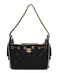 Braided Raffia Calfskin Quilted Mini CHNL 25 Handbag Black White