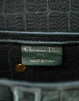 Velvet Crocodile Effect Saddle Bag Green