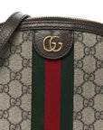 GG Supreme Monogram Textured Dollar Calfskin Web Small Ophidia Dome Shoulder Bag Beige Ebony New Acero