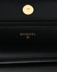 Lambskin Quilted Wallet On Chain WOC Black