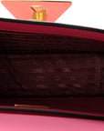 Box Calfskin Triangle Embleme Flap Shoulder Bag Begonia