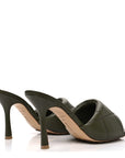 Nappa Quilted Rubber Lido Mule Sandals 39 Khaki