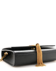 Calfskin Crocodile Embossed Small Classic Monogram Kate Tassel Satchel Black