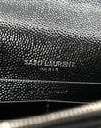 Grain De Poudre Matelasse Chevron Monogram Envelope Chain Wallet Black