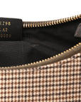 Wool Vitello Grace Small Houndstooth Small FNDIgraphy Hobo Bag Beige Ebano