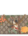 GG Supreme Monogram Tian Chain Wallet Beige Multicolor Red
