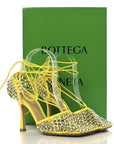 Mesh Nappa Crystal Embellished Sparkle Stretch Ankle Tie Sandals 36 36 Light House