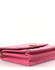 Lambskin Quilted Boy Square Wallet on Chain WOC Pink