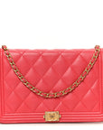 Caviar Quilted Boy Wallet On Chain WOC Dark Pink