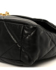 Goatskin Quilted Large CHNL 19 Flap Black