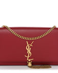Smooth Calfskin Medium Classic Monogram Kate Tassel Satchel Lipstick Red