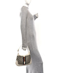 GG Supreme Monogram Azalea Calfskin Web Small Jackie 1961 Hobo Beige Ebony Mystic White