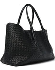 Calfskin Intrecciato Large Pinacoteca Reversible Tote Black