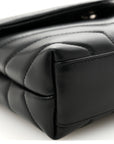 Calfskin Y Quilted Monogram Toy Loulou Crossbody Bag Black
