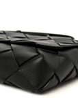 Grained Calfskin Intreccio Small Diago Crossbody Bag Black