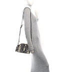 Calfskin Snakeskin Embossed Shutter Camera Crossbody Bag Black White