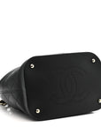 Calfskin Stitched Chain Top Handle Bucket Bag Black