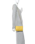 Lambskin Quilted Wallet On Chain WOC Yellow