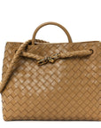 Nappa Intrecciato Medium Andiamo Shoulder Bag Dark Praline