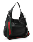 Calfskin Web Stripe Medium Dionysus Hobo Black
