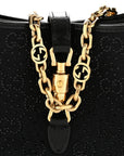 New Canvas Charisma Calfskin Crystal GG Monogram Mini Jackie 1961 Hobo Black