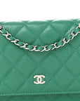 Caviar Quilted Wallet On Chain WOC Green