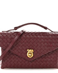Nappa Intrecciato Knot Lock Top Handle Crossbody Bag Barolo
